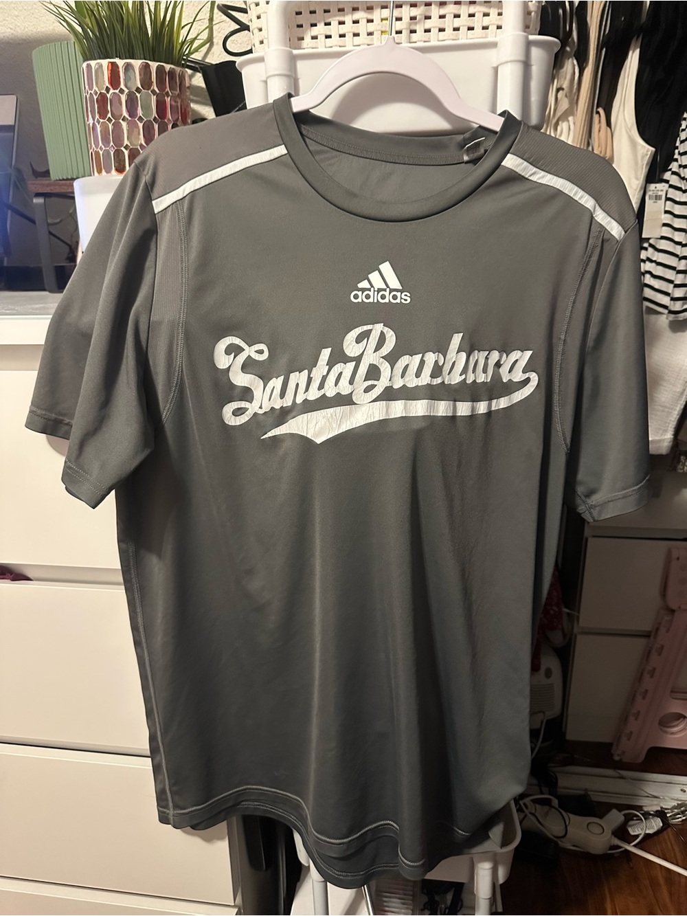 adidas Gray Santa Barbara Short-Sleeve Athletic Tee